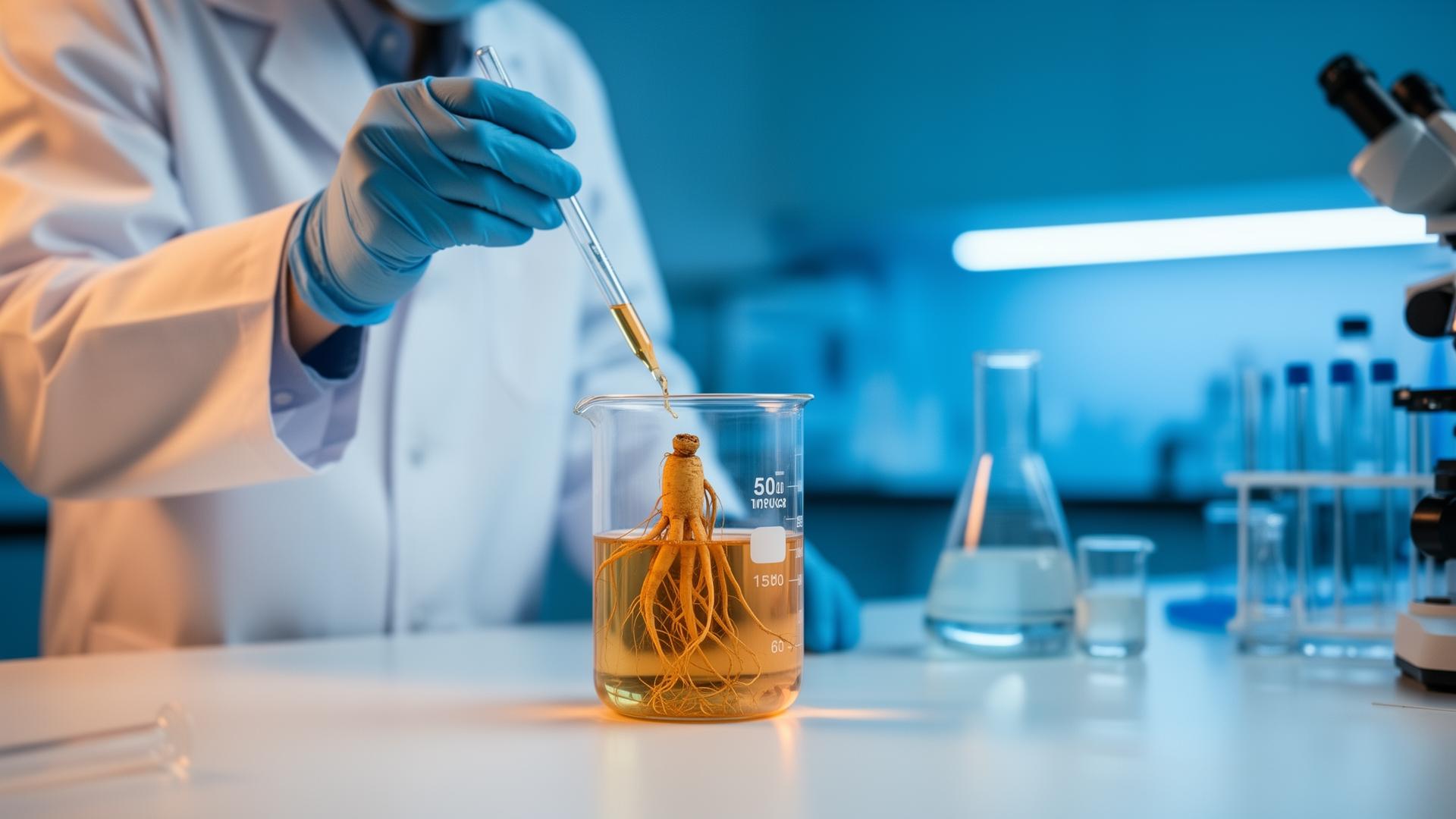 Modern laboratórium, ginzeng kivonat vizsgálata